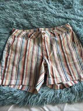 Striped Multicolor Cotton Jean Shorts - Women